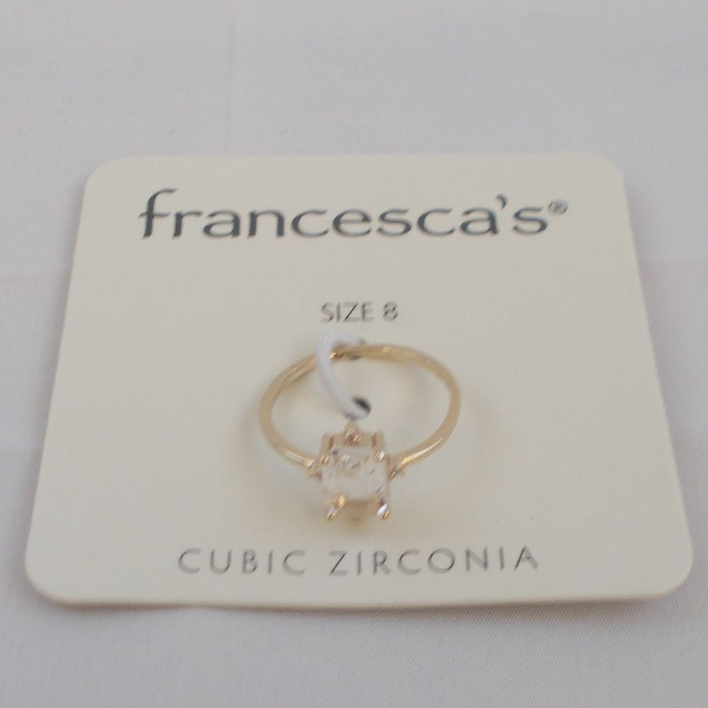 Goldtone Cubic Zirconia Ring Size 8 NWT